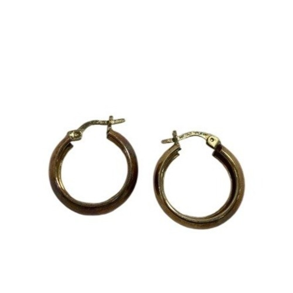 Dyadema Italy 925 Sterling Silver Gold Tone Thick Hoop Earrings 3.4g